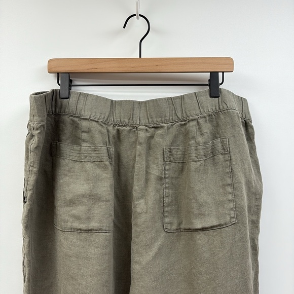 Pure J. Jill Linen High Rise Pull-On Cropped Wide Leg Pants Minimalist Green XLP - Picture 8 of 11